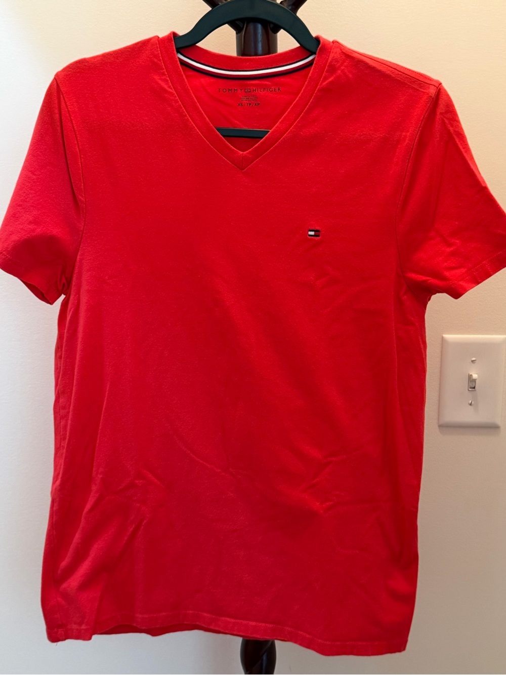 Tommy Hilfiger Men’s Bright Red V-Neck Tee